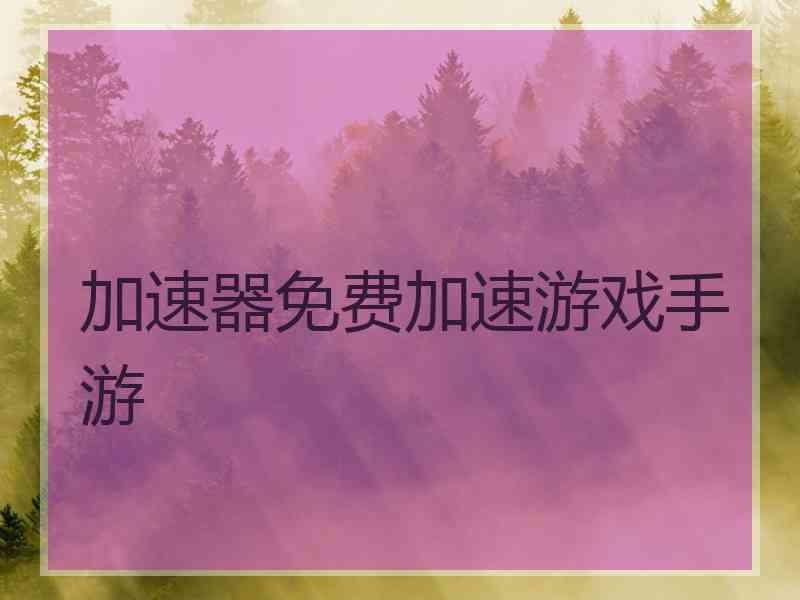 加速器免费加速游戏手游
