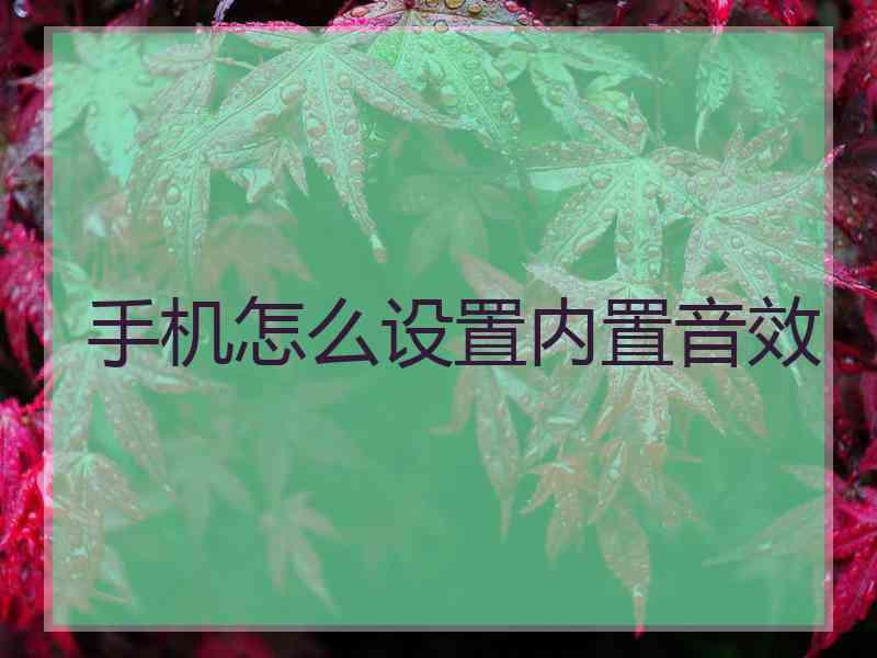 手机怎么设置内置音效