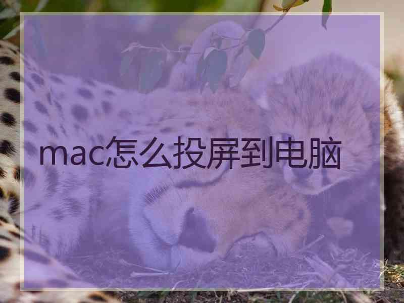 mac怎么投屏到电脑