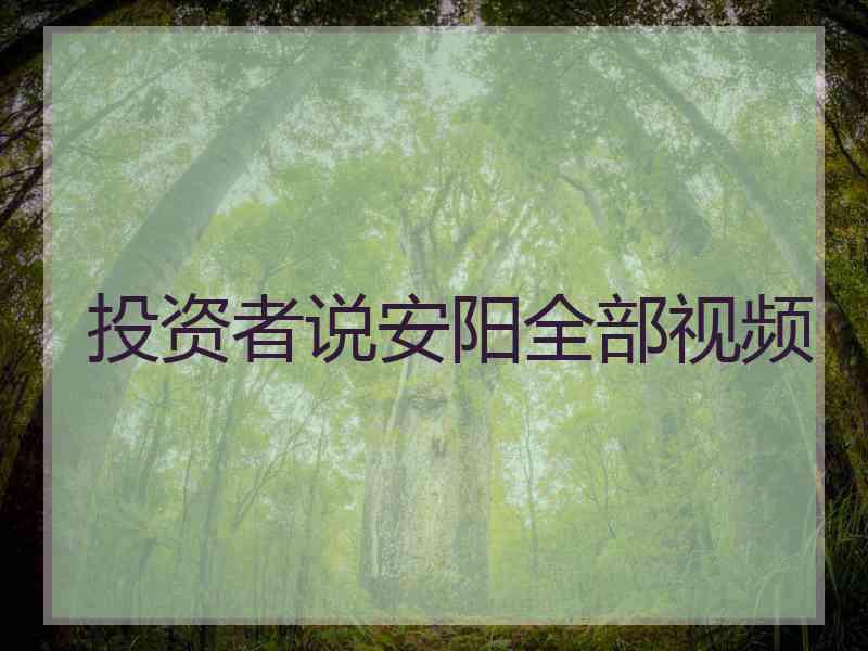 投资者说安阳全部视频