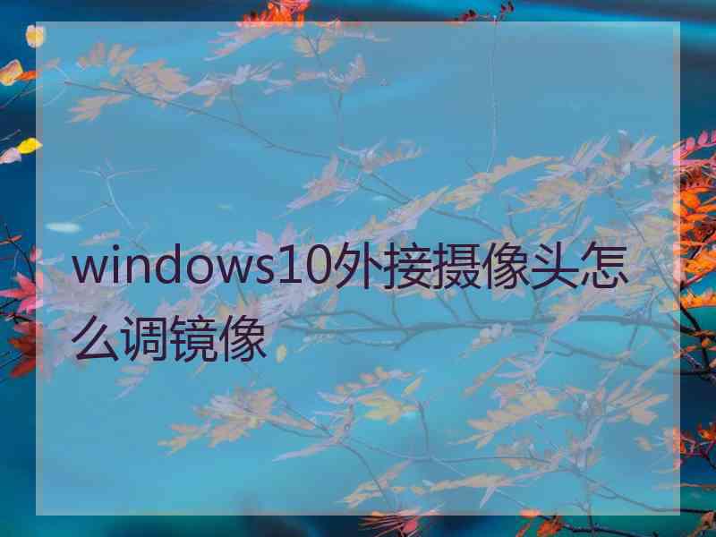 windows10外接摄像头怎么调镜像