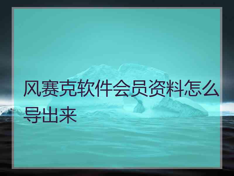 风赛克软件会员资料怎么导出来