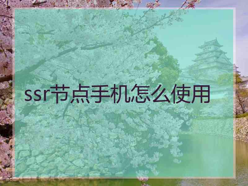 ssr节点手机怎么使用