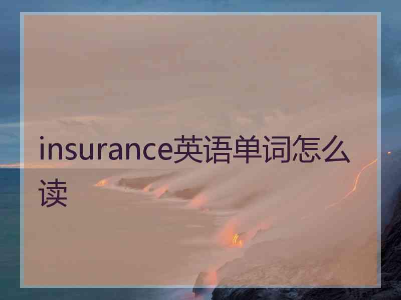 insurance英语单词怎么读