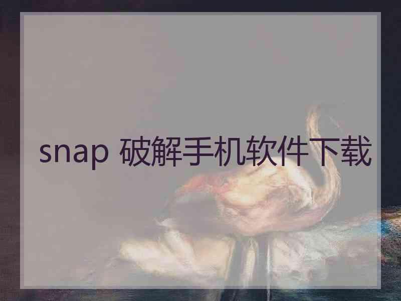 snap 破解手机软件下载