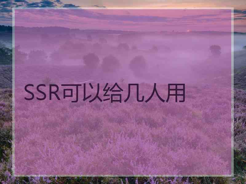 SSR可以给几人用