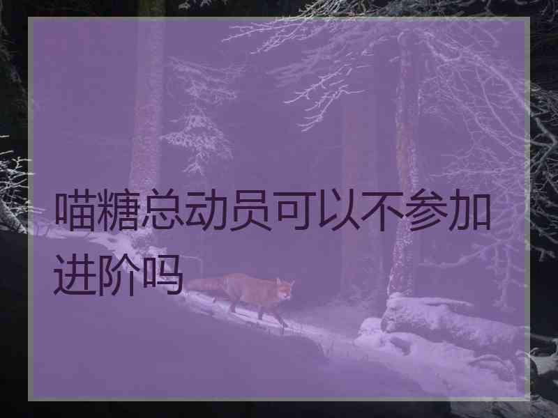 喵糖总动员可以不参加进阶吗