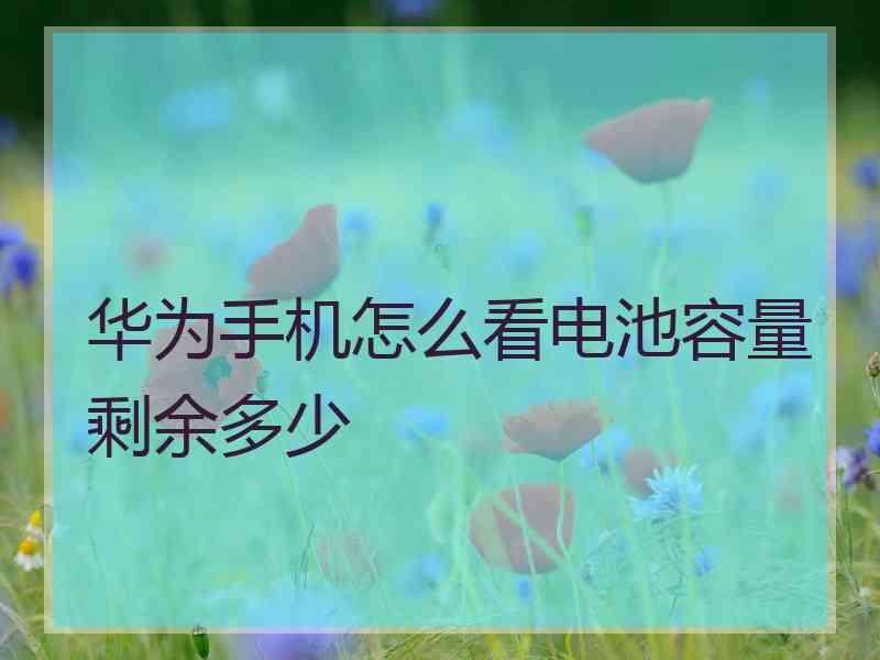 华为手机怎么看电池容量剩余多少