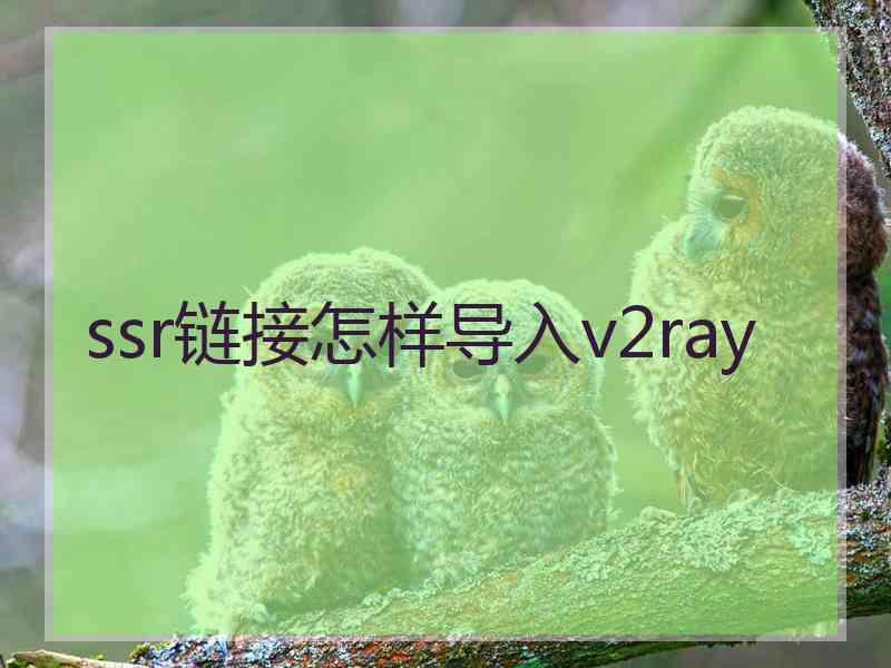 ssr链接怎样导入v2ray