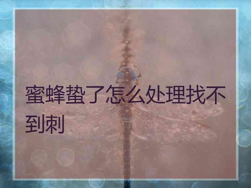 蜜蜂蛰了怎么处理找不到刺