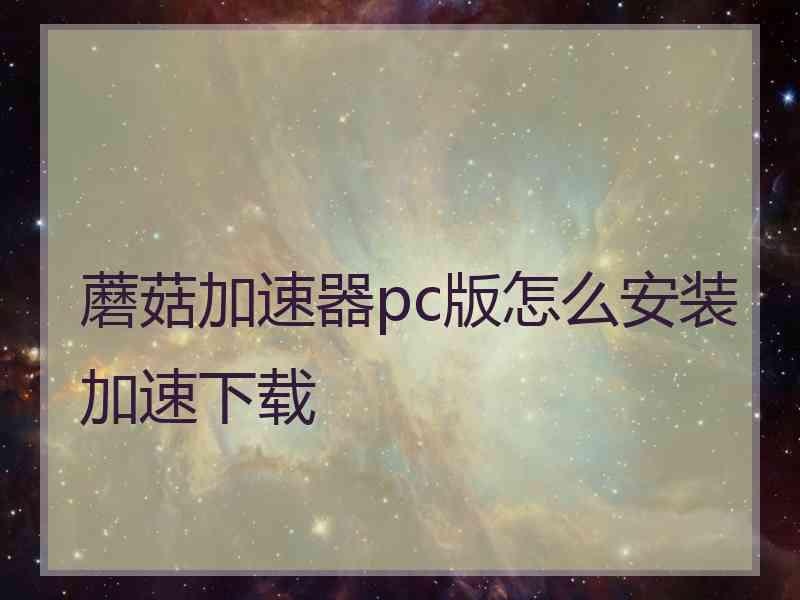 蘑菇加速器pc版怎么安装加速下载