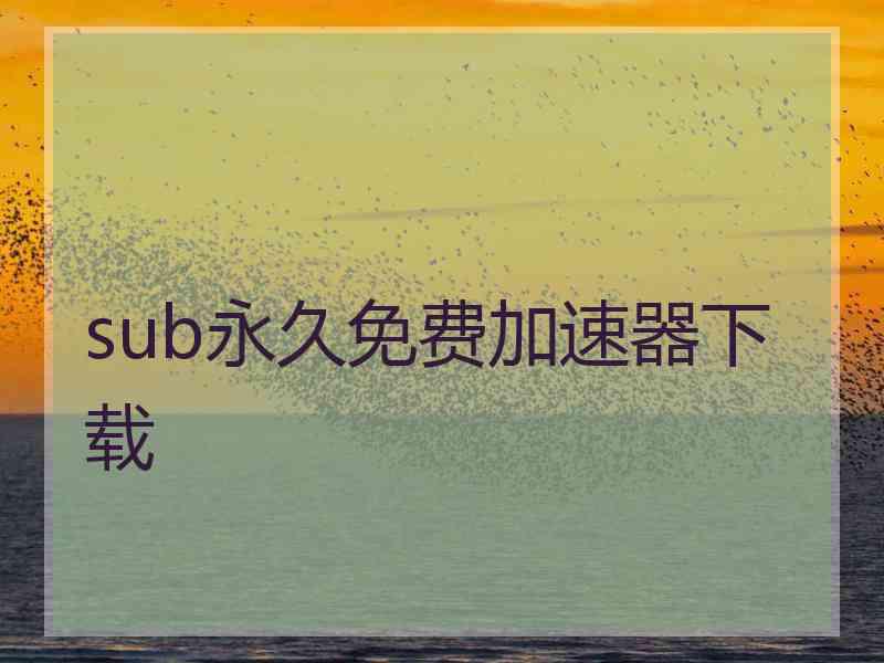 sub永久免费加速器下载