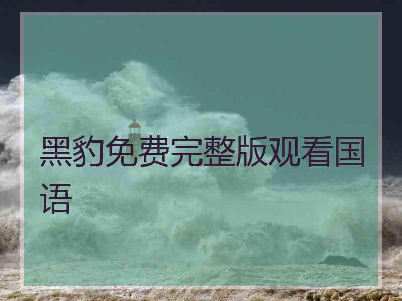 黑豹免费完整版观看国语