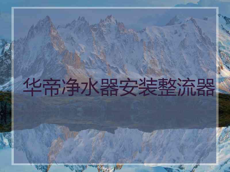 华帝净水器安装整流器