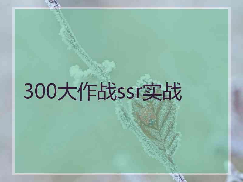 300大作战ssr实战